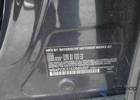 2014 BMW 535D xDrive from USA, damaged, VIN WBAFV3C51ED685207